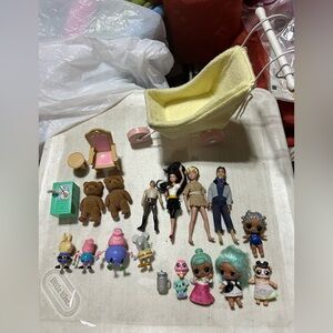 Mixed Kids Doll & Accessory Set with Yellow Stroller with bonus